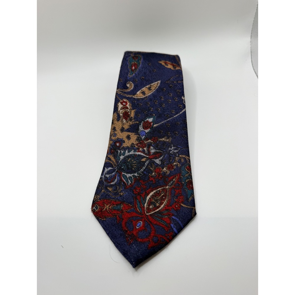 Windridge Mervyns Mens Navy Blue Paisley Floral Polyester Necktie Tie